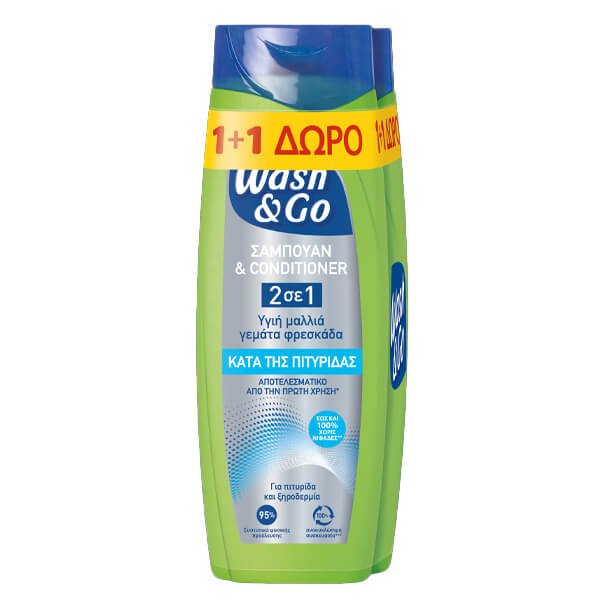 ΣΑΜΠΟΥΑΝ WASH & GO ANTI-DAND 2x360ml(1+1 ΔΩPO)