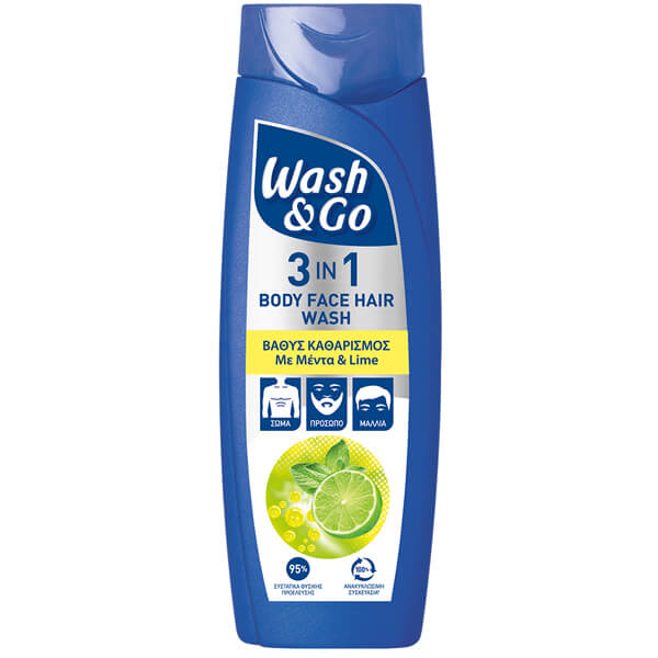 ΣΑΜΠΟΥΑΝ WASH & GO MEN 3in1 MINT & LIME 2x360ml(1+1 ΔΩΡΟ)