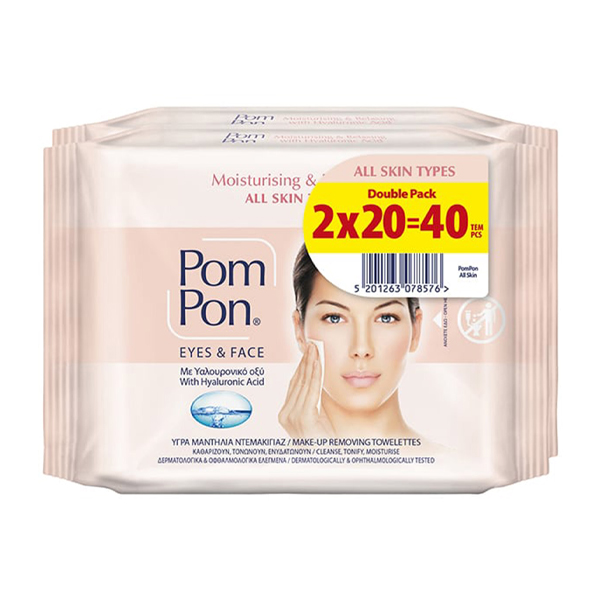 ΜΑΝΤΗΛΑΚΙΑ POM PON EYES & FACE ALL SKIN TYPES 2x20τεμ