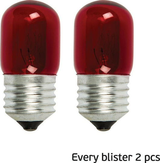ΛΑΜΠΑ ΝΥΚΤΟΣ EUROLAMP 5W E27 ΚΟΚΚΙΝΗ 2τεμ BLISTER 220-240V