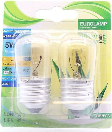 ΛΑΜΠΑ ΝΥΚΤΟΣ EUROLAMP 5W E27 ΔΙΑΦΑΝΗ 2τεμ BLISTER 220-240V