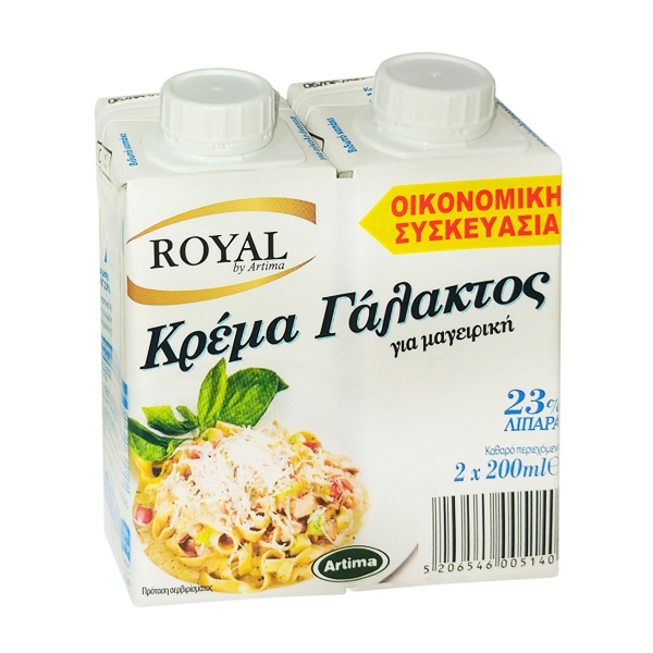 ΚΡΕΜΑ ΓΑΛΑΚΤΟΣ LIGHT 23% ROYAL 2x200ml