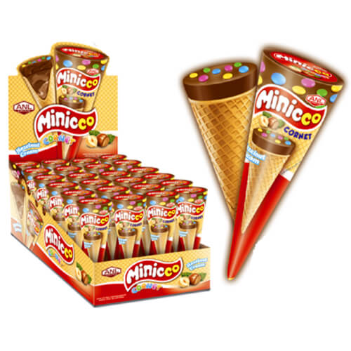 MINICCO CORNET ΧΩΝΑΚΙΑ ΠΡΑΛΙΝΑΣ ΦΟΥΝΤΟΥΚΙΟΥ 24x25γρ